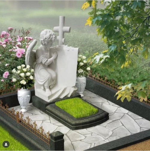 Kiina Xingyan White Marble Angel Cross Tombstone